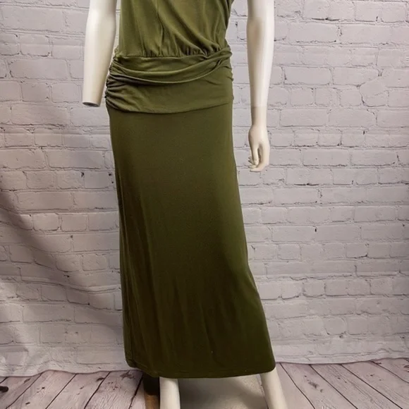 UEC Hive & Honey olive green short sleeve maxi dress small - Picture 2 of 8